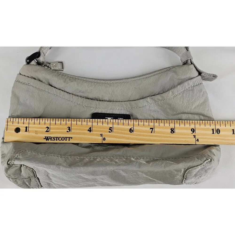 CALVIN KLEIN WOMEN'S GRAY CITY NYLON SHOULDER CROSSBODY BAG LIGHT 10